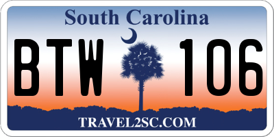SC license plate BTW106