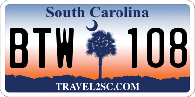 SC license plate BTW108