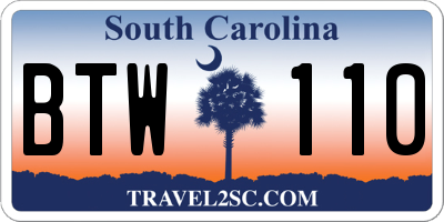 SC license plate BTW110