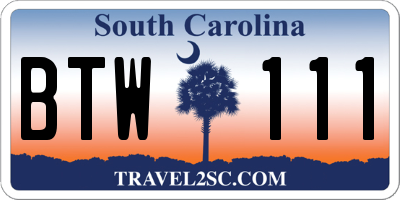 SC license plate BTW111