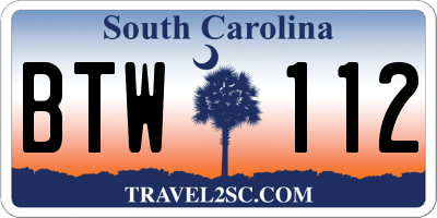 SC license plate BTW112