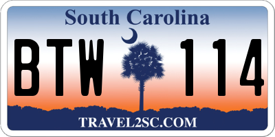 SC license plate BTW114