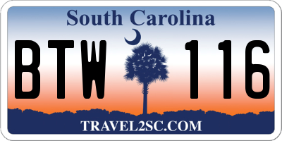 SC license plate BTW116
