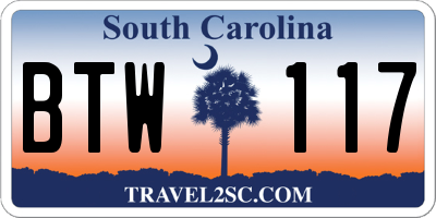 SC license plate BTW117