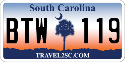 SC license plate BTW119
