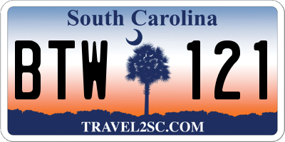 SC license plate BTW121
