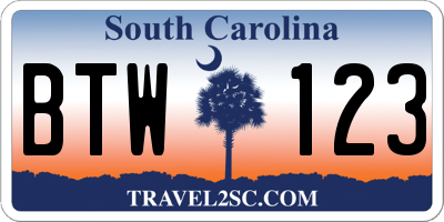 SC license plate BTW123