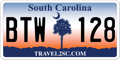 SC license plate BTW128