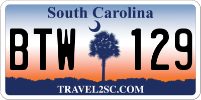 SC license plate BTW129