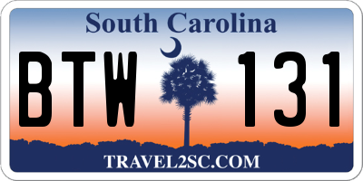 SC license plate BTW131