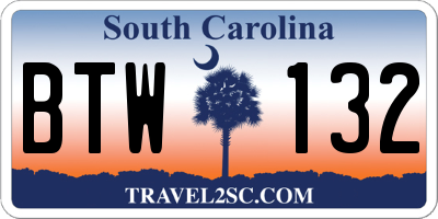 SC license plate BTW132