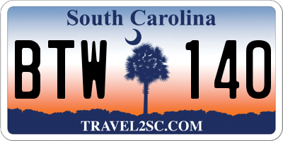 SC license plate BTW140