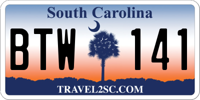 SC license plate BTW141