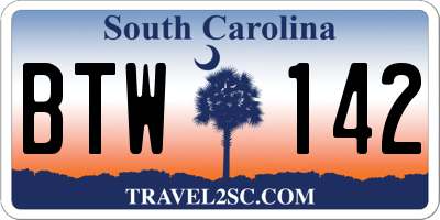 SC license plate BTW142