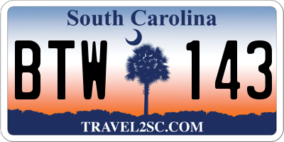 SC license plate BTW143