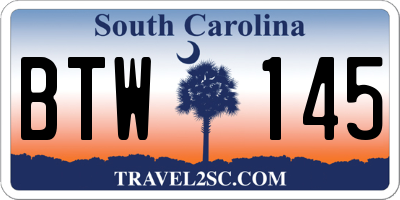 SC license plate BTW145