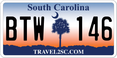 SC license plate BTW146