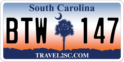SC license plate BTW147