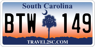 SC license plate BTW149