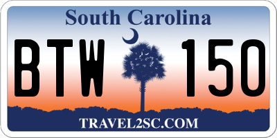 SC license plate BTW150