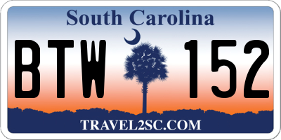 SC license plate BTW152