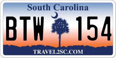 SC license plate BTW154