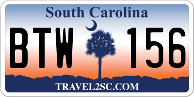 SC license plate BTW156