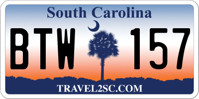 SC license plate BTW157