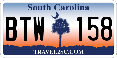 SC license plate BTW158