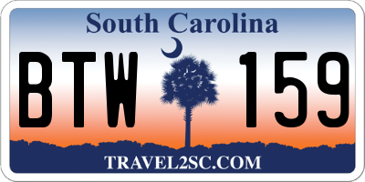 SC license plate BTW159