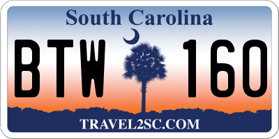 SC license plate BTW160