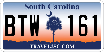 SC license plate BTW161