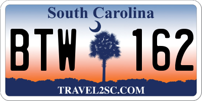 SC license plate BTW162