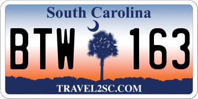 SC license plate BTW163
