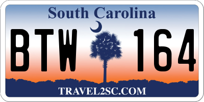 SC license plate BTW164