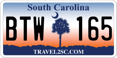 SC license plate BTW165