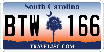 SC license plate BTW166