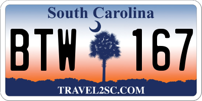 SC license plate BTW167