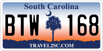 SC license plate BTW168