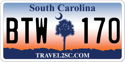 SC license plate BTW170