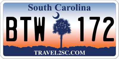 SC license plate BTW172