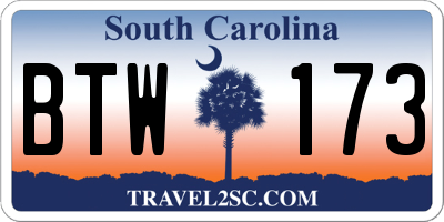 SC license plate BTW173