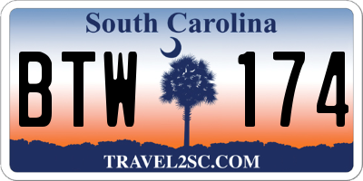 SC license plate BTW174