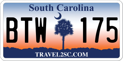 SC license plate BTW175