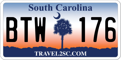 SC license plate BTW176