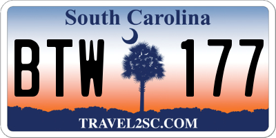SC license plate BTW177