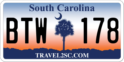 SC license plate BTW178