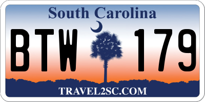 SC license plate BTW179