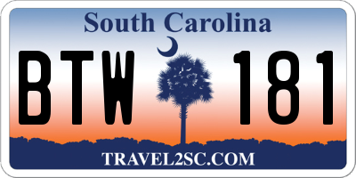 SC license plate BTW181