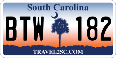 SC license plate BTW182